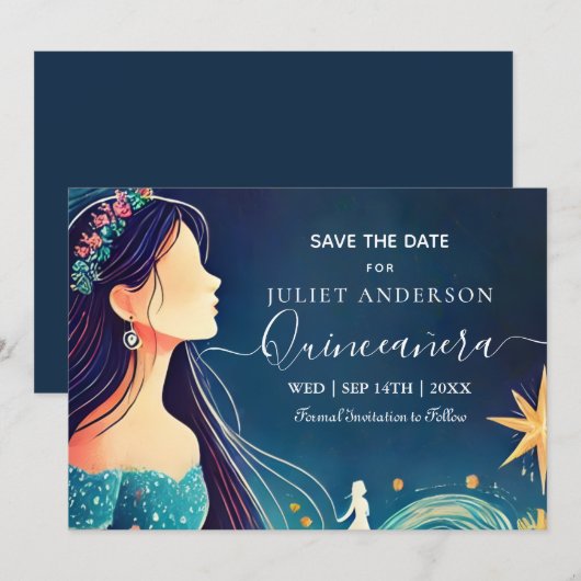 Dark Fun Star Prom Sterrennacht Sky Quinceanera Save The Date (Voorkant / Achterkant)