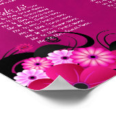 Dark Fuschia Floral 15 Wedding Table Seating Chart Poster (Hoek)