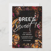 Dark Garden Autumn Flowers Herfst Sweet 16 Party Kaart (Voorkant)