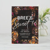 Dark Garden Autumn Flowers Herfst Sweet 16 Party Kaart (Staand voorkant)