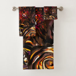 Dark Garden Autumn Glow Flowers Herfst Bad Handdoek