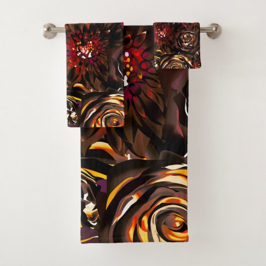 Dark Garden Autumn Glow Flowers Herfst Bad Handdoek (Insitu)