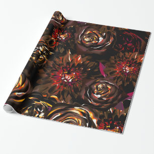 Dark Garden Autumn Glow Flowers Herfst Weddinga Cadeaupapier