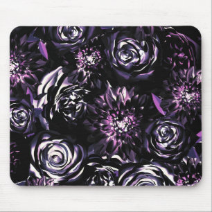 Dark Garden die Paarse Glam Flowers slaan Muismat