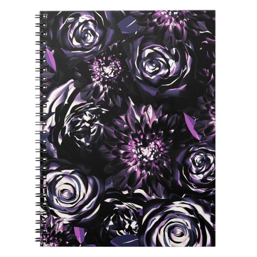 Dark Garden die Paarse Glam Flowers slaan Notitieboek (Voorkant)