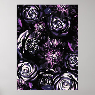Dark Garden die Paarse Glam Flowers slaan Poster