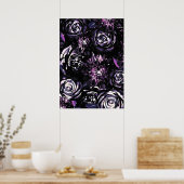 Dark Garden die Paarse Glam Flowers slaan Poster (Keuken)