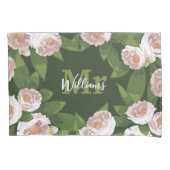 Dark Garden Harmony: Camelia's en groen Kussensloop (Voorkant-Links)