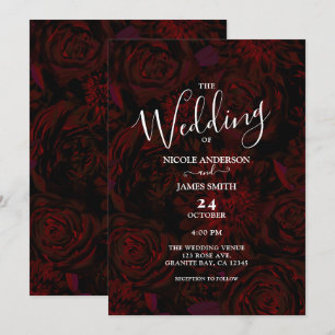 Dark Garden Red Romantic Flowers Glam Weddenschap  Kaart