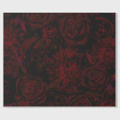 Dark Garden Red Romantic Flowers Gothic Wedding Cadeaupapier (Vlak)