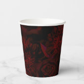 Dark Garden Red Romantic Flowers Gothic Wedding Papieren Bekers (Achterkant)