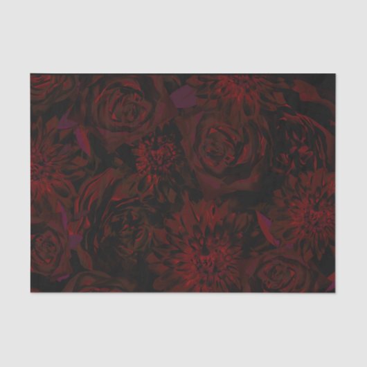 Dark Garden Red Romantic Flowers Gothic Wedding Tissuepapier (Voorkant)