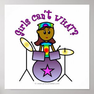 Dark Girl die Drums spelen Poster