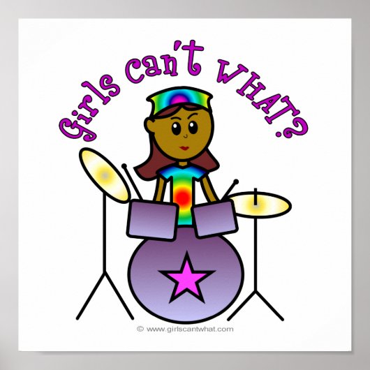 Dark Girl die Drums spelen Poster (Voorkant)