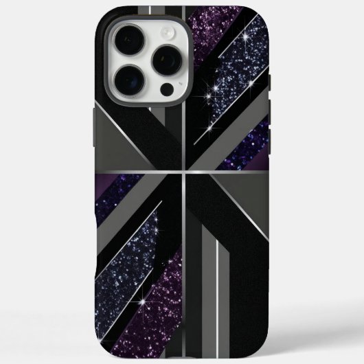Dark Glitter Geometrische iPhone Case (Achterkant)