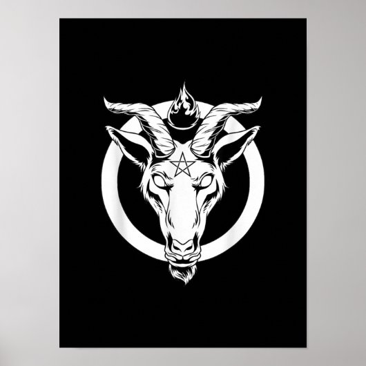 Dark Goat Baphomet, Satanic Lucifer Beelzebub Gift Poster (Voorkant)