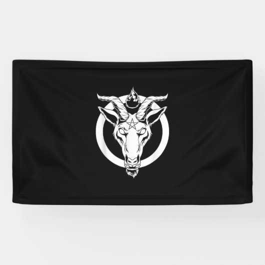 Dark Goat Baphomet, Satanic Lucifer Beelzebub Gift Spandoek (Horizontaal)