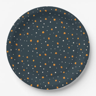 Dark Gold Starry Night Holiday Pattern Plates Papieren Bordje