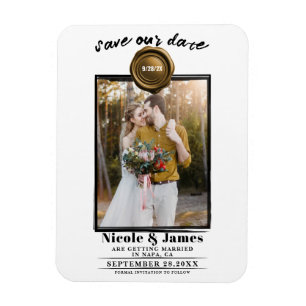 Dark Gold Wax Seal Foto Bruiloft Save the Date Magneet