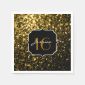 Dark gold yellow faux glitter sparkles Sweet 16 Servetten (Voorkant)