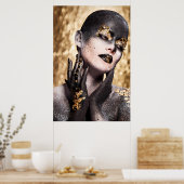Dark Golden Beauty Body Paint Glamorous Art Poster (Keuken)