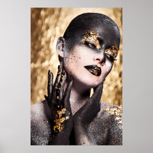 Dark Golden Beauty Body Paint Glamorous Art Poster (Voorkant)