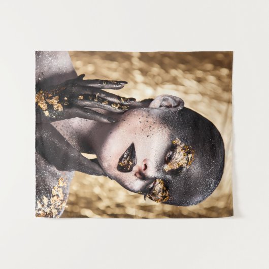 Dark Golden Beauty Body Paint Glamorous Art Wandkleed (Voorkant (horizontaal))