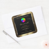 Dark Golden Glitter Lijst Productlabel met Logo Vierkante Sticker (Envelop)