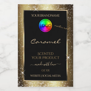 Dark Golden Glitter Lijst Productlabel met Logo Voedselcontainer Etiket