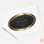 Dark Golden Sparkle Glitter Lijst Productlabel Ovale Sticker (Envelop)