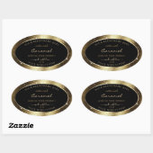 Dark Golden Sparkle Glitter Lijst Productlabel Ovale Sticker (Vel)
