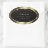 Dark Golden Sparkle Glitter Lijst Productlabel Ovale Sticker (Tas)