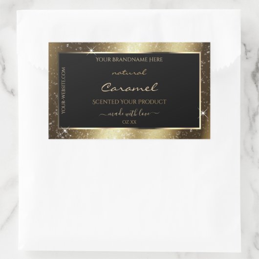 Dark Golden Sparkle Glitter Lijst Productlabel Rechthoekige Sticker (Tas)
