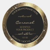 Dark Golden Sparkle Glitter Lijst Productlabel Ronde Sticker (Voorkant)