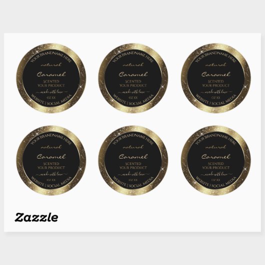 Dark Golden Sparkle Glitter Lijst Productlabel Ronde Sticker (Vel)