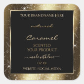 Dark Golden Sparkle Glitter Lijst Productlabel Vierkante Sticker (Voorkant)