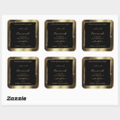 Dark Golden Sparkle Glitter Lijst Productlabel Vierkante Sticker (Vel)