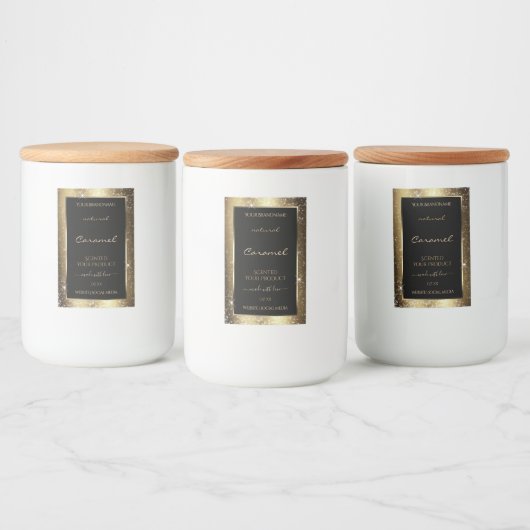 Dark Golden Sparkle Glitter Lijst Productlabel Voedselcontainer Etiket (Flessen)