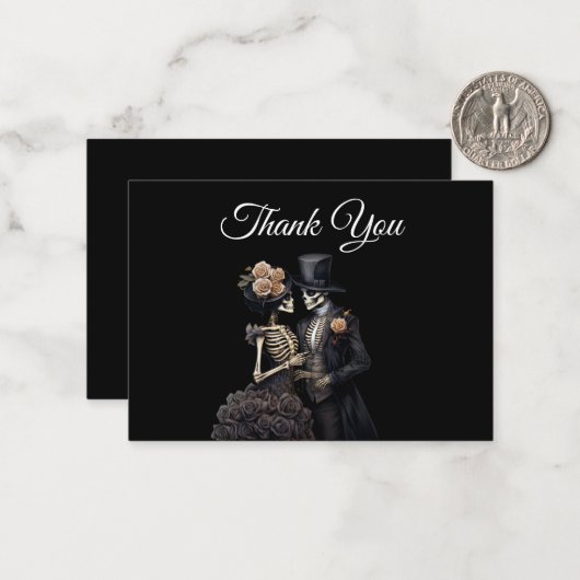 Dark Gothic Alternative Halloween wedding Notitiekaartje (Voorkant / Achterkant in situ)