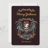Dark Gothic Angel Christmas Feestdagenkaart (Voorkant)