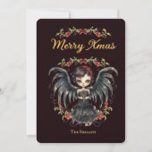 Dark Gothic Angel Christmas Feestdagenkaart (Voorkant)
