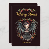 Dark Gothic Angel Christmas Feestdagenkaart (Voorkant / Achterkant)