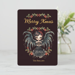 Dark Gothic Angel Christmas Feestdagenkaart