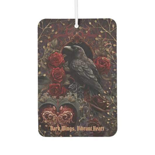 Dark Gothic Beauty Red Roses Black Crow Raven Bird Luchtverfrisser (Voorkant)