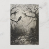 Dark Gothic Black & Tan Raven Script Details Informatiekaartje (Voorkant)