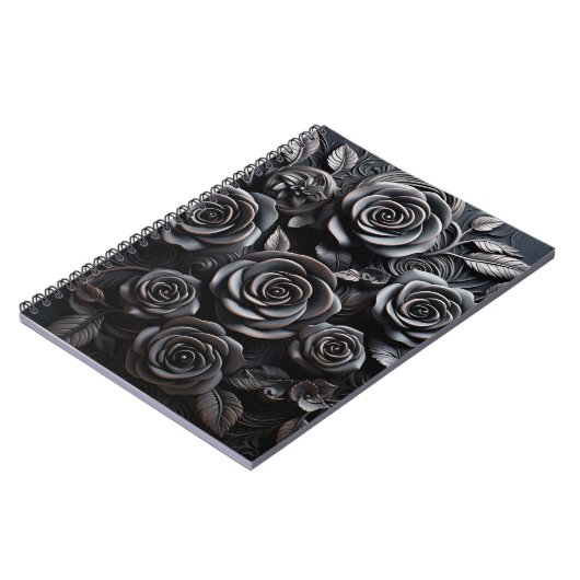 Dark Gothic Boho Black Roses Floral Notitieboek (Linkerzijde)