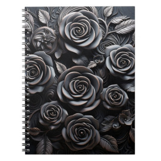 Dark Gothic Boho Black Roses Floral Notitieboek