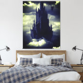 Dark gothic castle drijft op wolken canvas afdruk (Insitu (Slaapkamer))