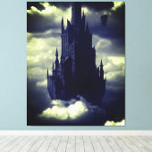 Dark gothic castle drijft op wolken canvas afdruk (Insitu (Houten vloer))
