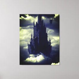 Dark gothic castle drijft op wolken canvas afdruk
